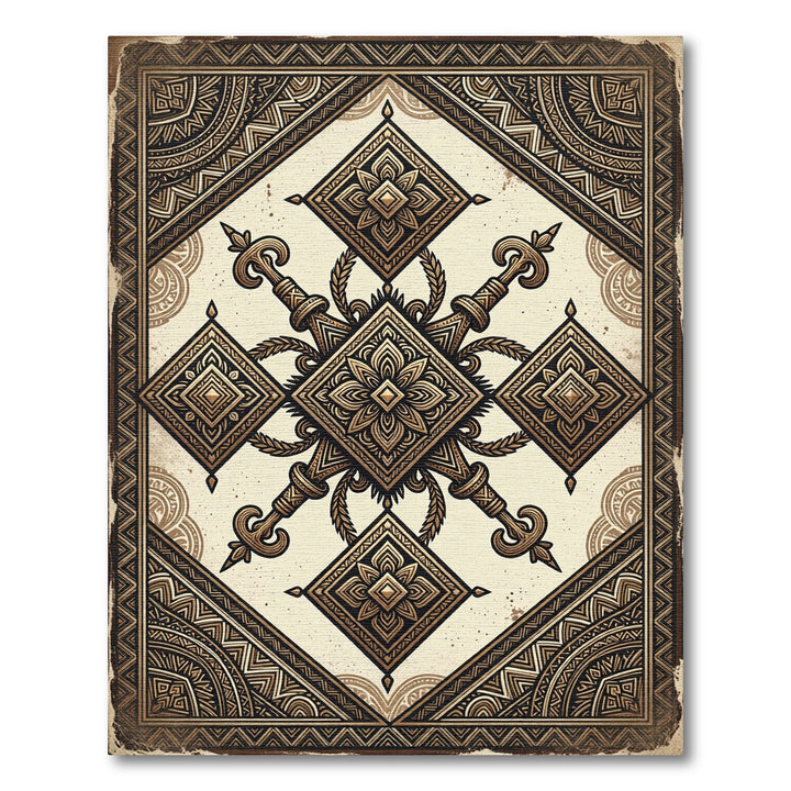 Golden Royal Swords Mandala Rug