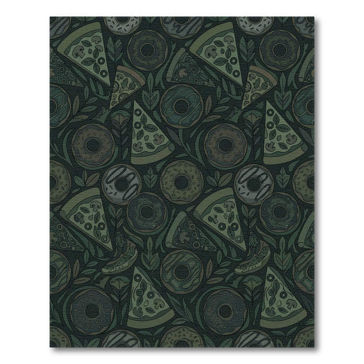 Green Pizza Donut Leaf Collage Rug