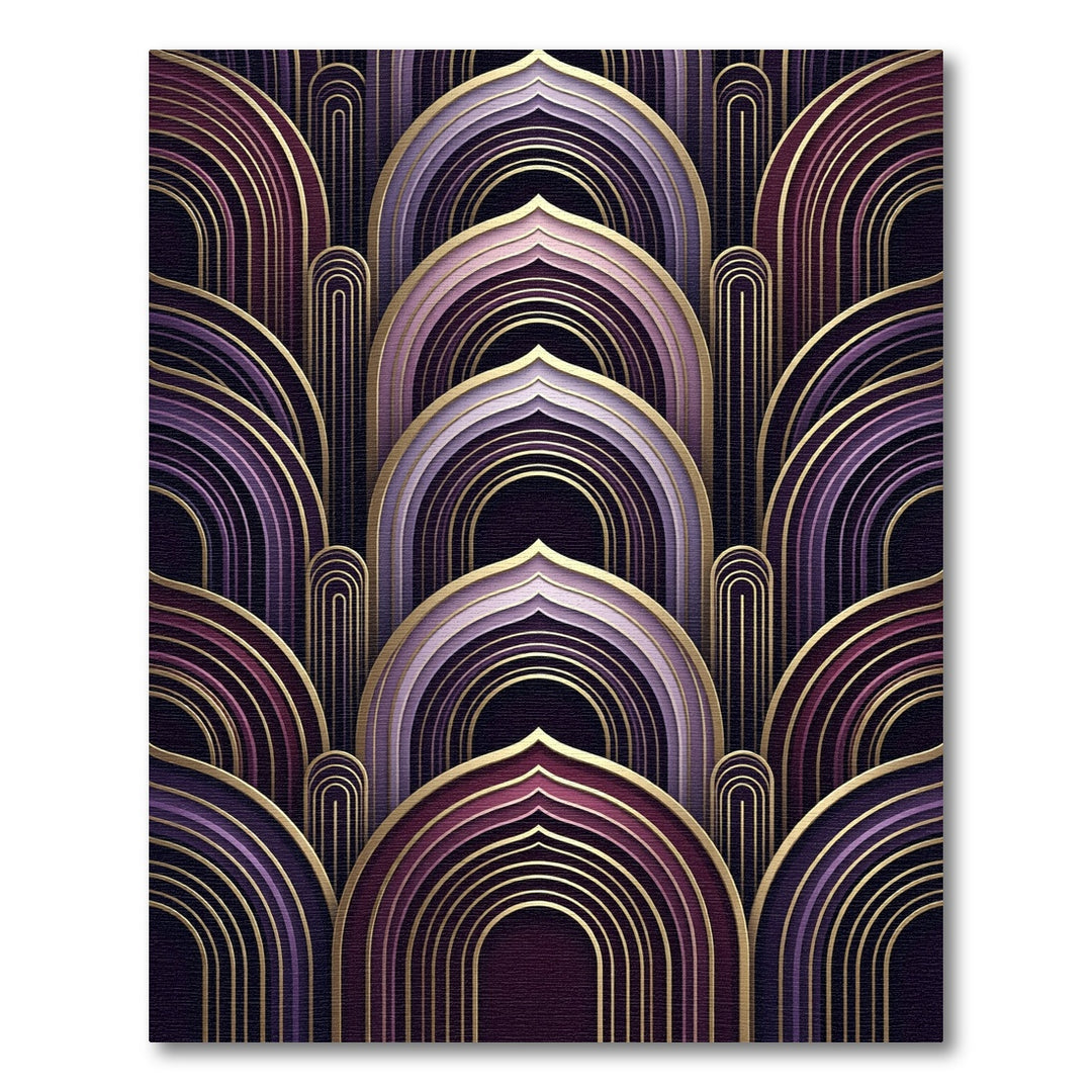 Art Deco Purple Gold Arch Rug