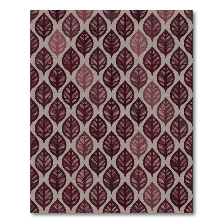 Burgundy Leaf Embossed Repeat Rug