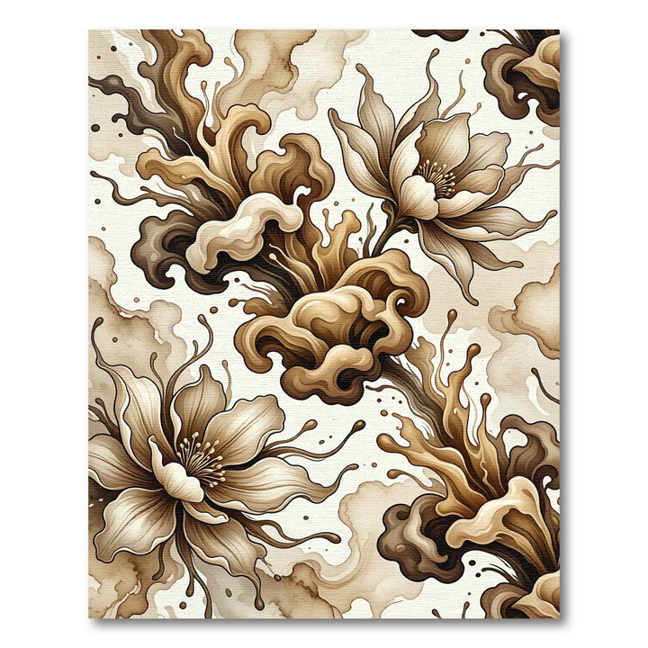 Brown Swirl Floral Art Rug