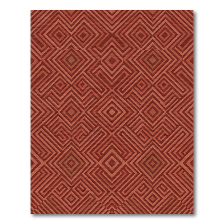 Terracotta Warm Geometric Diamond Rug
