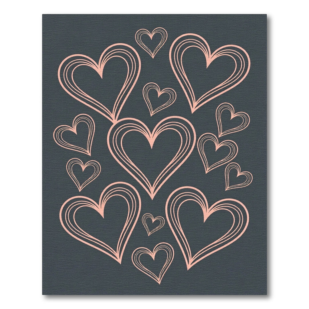 Coral Heart Outline Dark Charcoal Rug