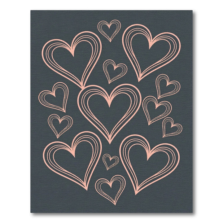 Coral Heart Outline Dark Charcoal Rug