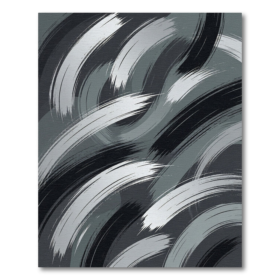 Monochromatic Brush Stroke Swirl Rug