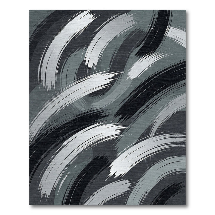 Monochromatic Brush Stroke Swirl Rug