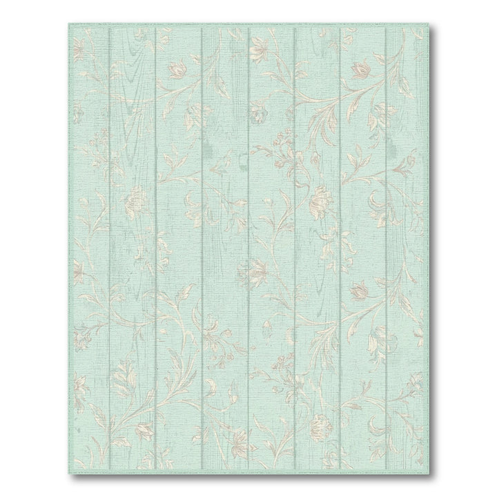 Mint Floral Wood Panel Harmony Rug