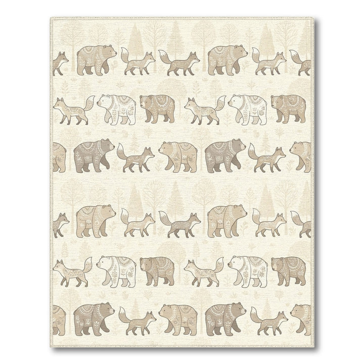 Woodland Bears and Foxes Scandinavian Scene Rug