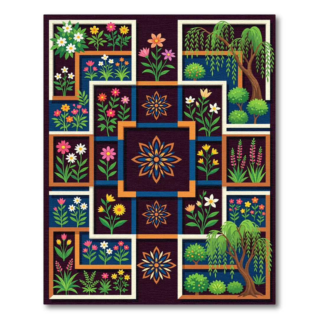 Nursery Floral Garden Frame Rug