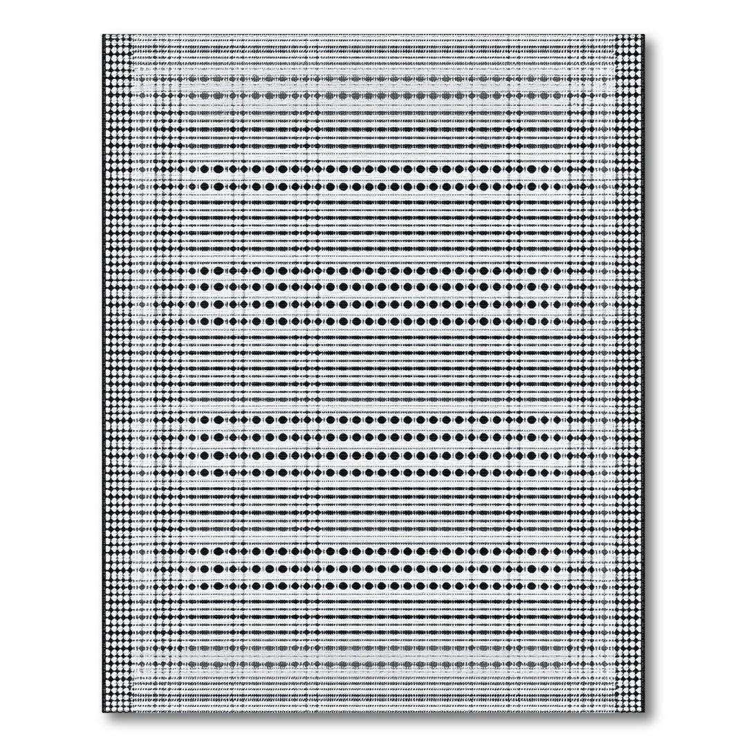 Black White Geometric Dot Area Rug