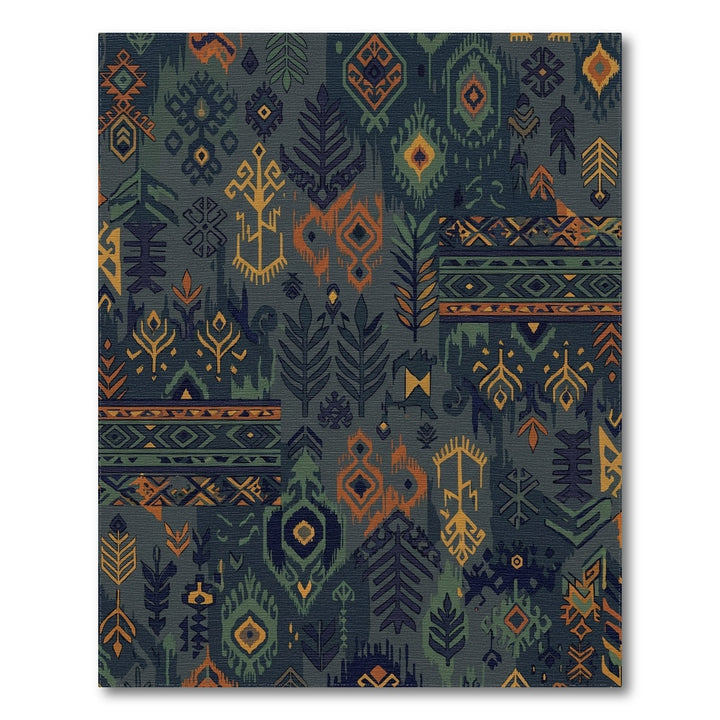 Tribal Ikat Geometric Patchwork Rug