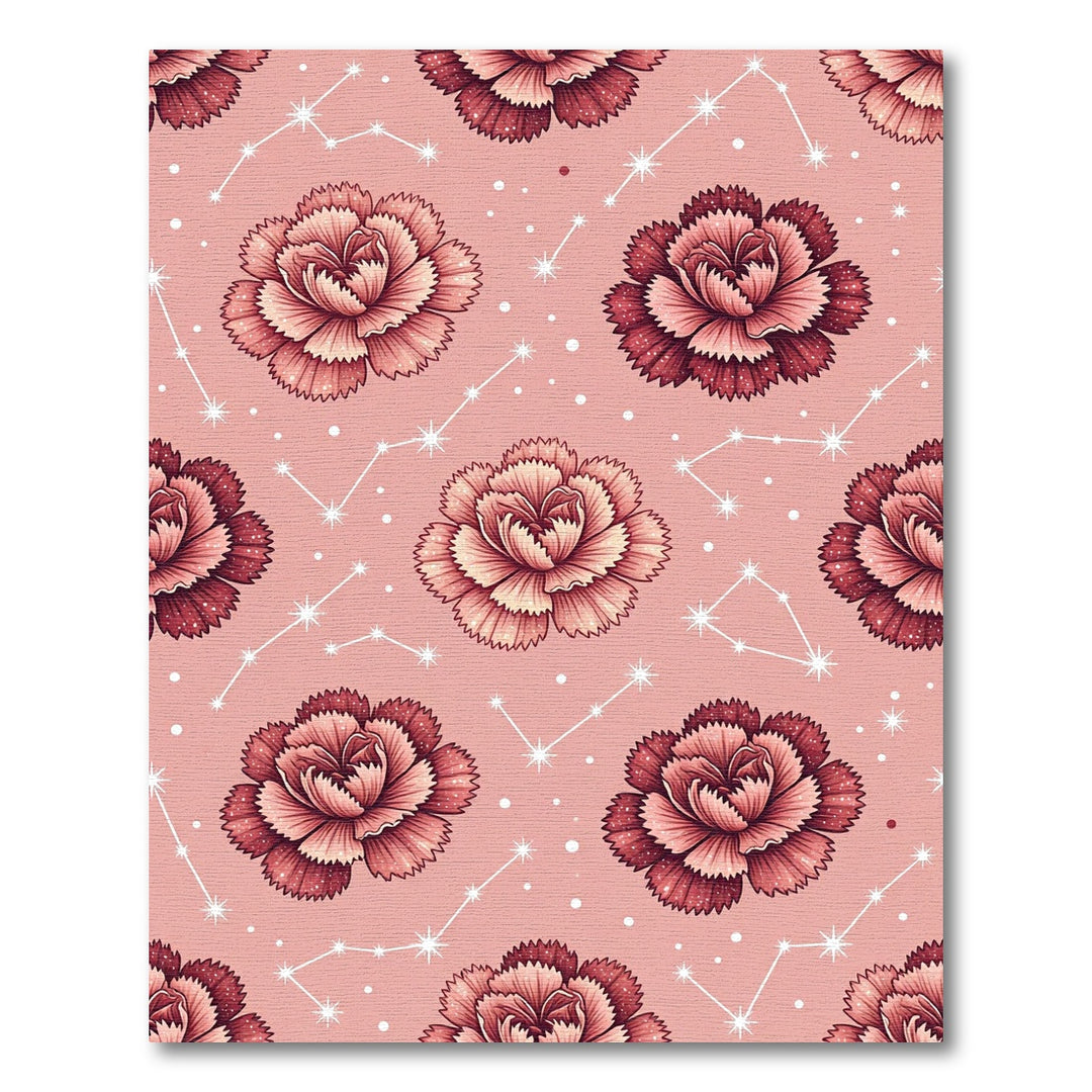 Pink Floral Constellation Garden Rug