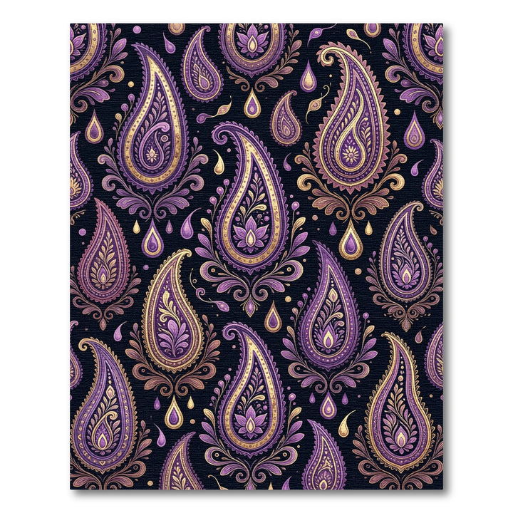 Elegant Paisley Embroidery Purple Gold Rug