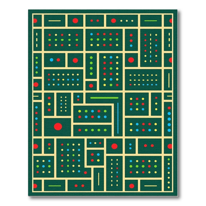 Retro Geometric Grid Dot Arrangement Rug