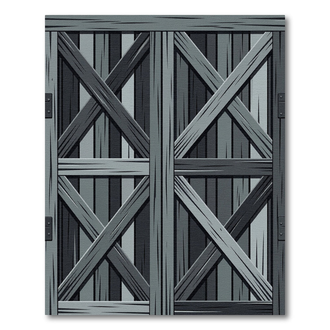 Dark Gray Rustic X-Frame Wood Rug
