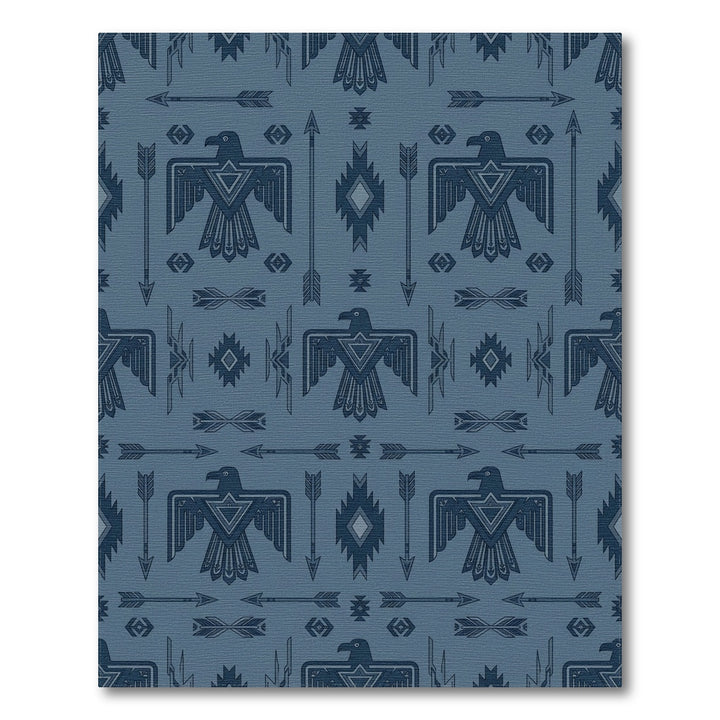 Deep Blue Thunderbird Arrow Motif Rug