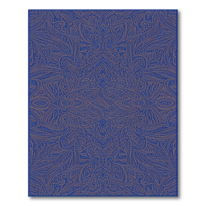 Blue Gold Intricate Medallion Area Rug