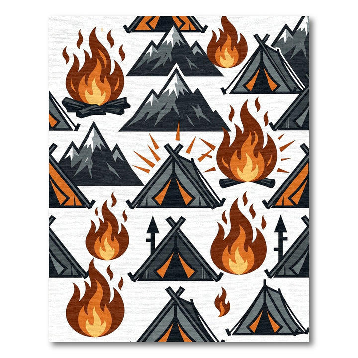 Camping Fire Mountain Tent Adventure Rug