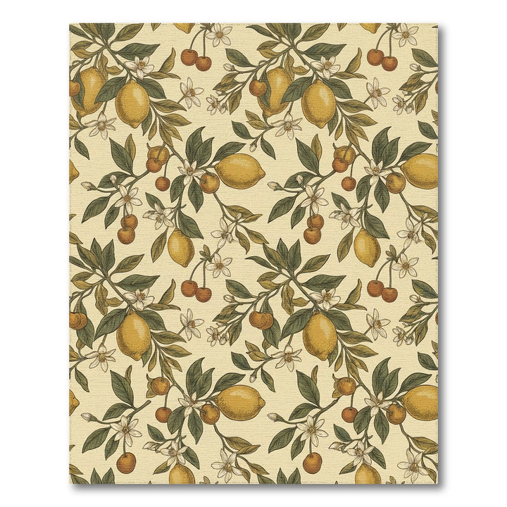 Golden Citrus Cherry Blossom Sprigs Rug