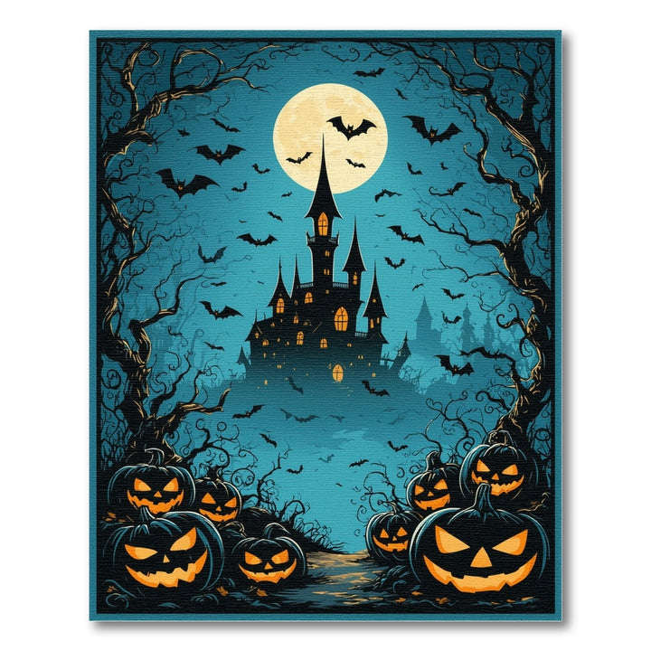 Haunted Castle Pumpkin Halloween Area Rug