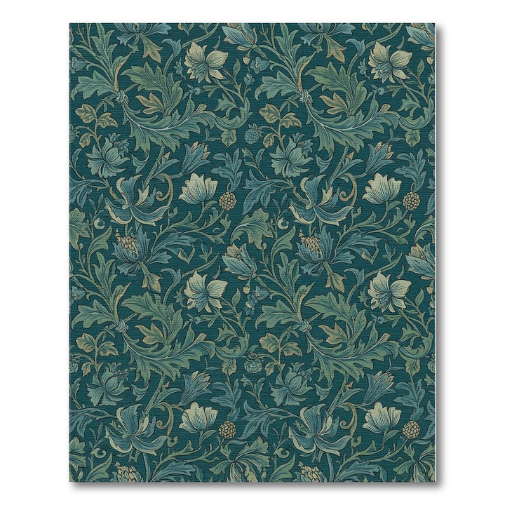 Teal Floral Scroll Garden Rug