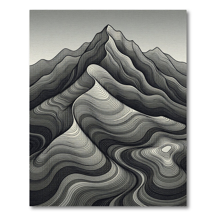 Monochromatic Mountainous Contour Waves Rug