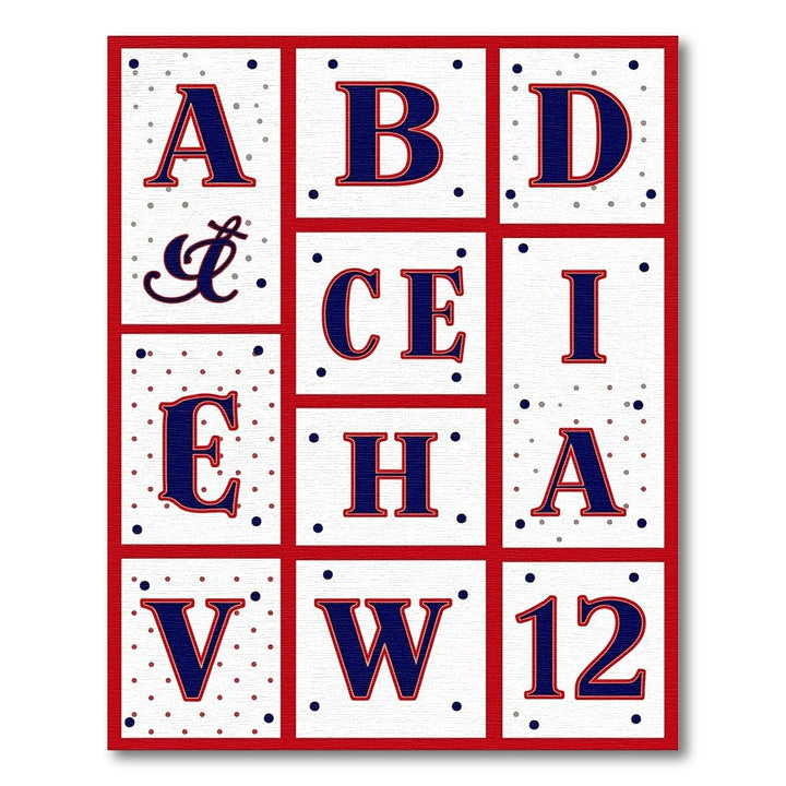 Red White Blue Alphabet Squares Rug