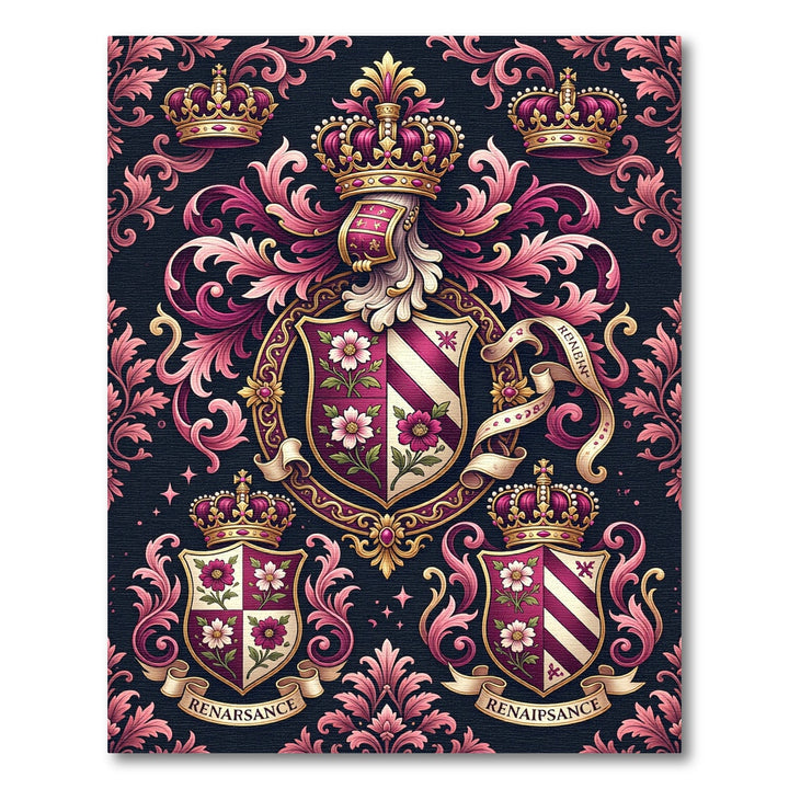 Royal Magenta Floral Crests RenaisanceRug Rug