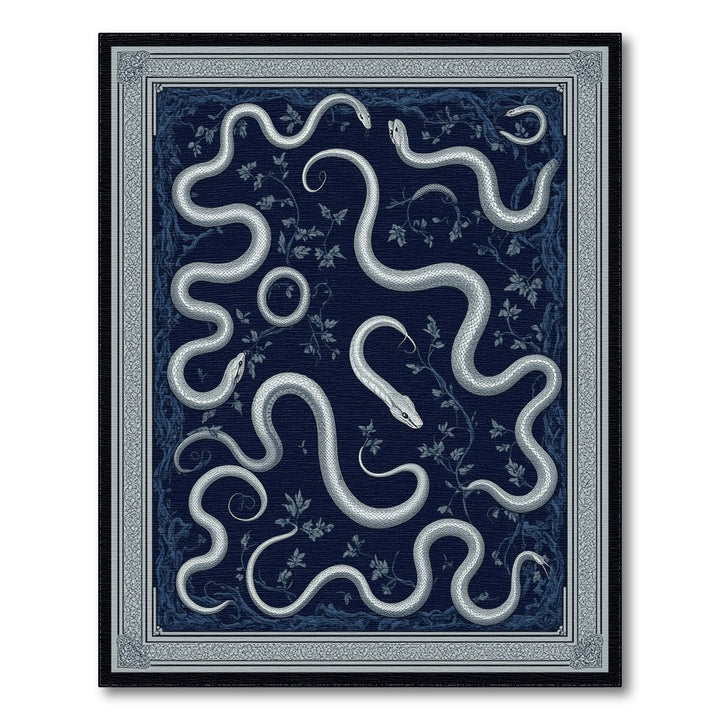 Silver Serpents Navy Blue Area Rug