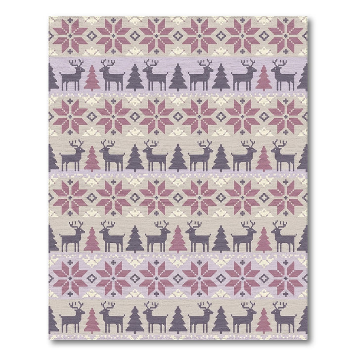 Pale Lavender Reindeer Pine Tree Stars Rug