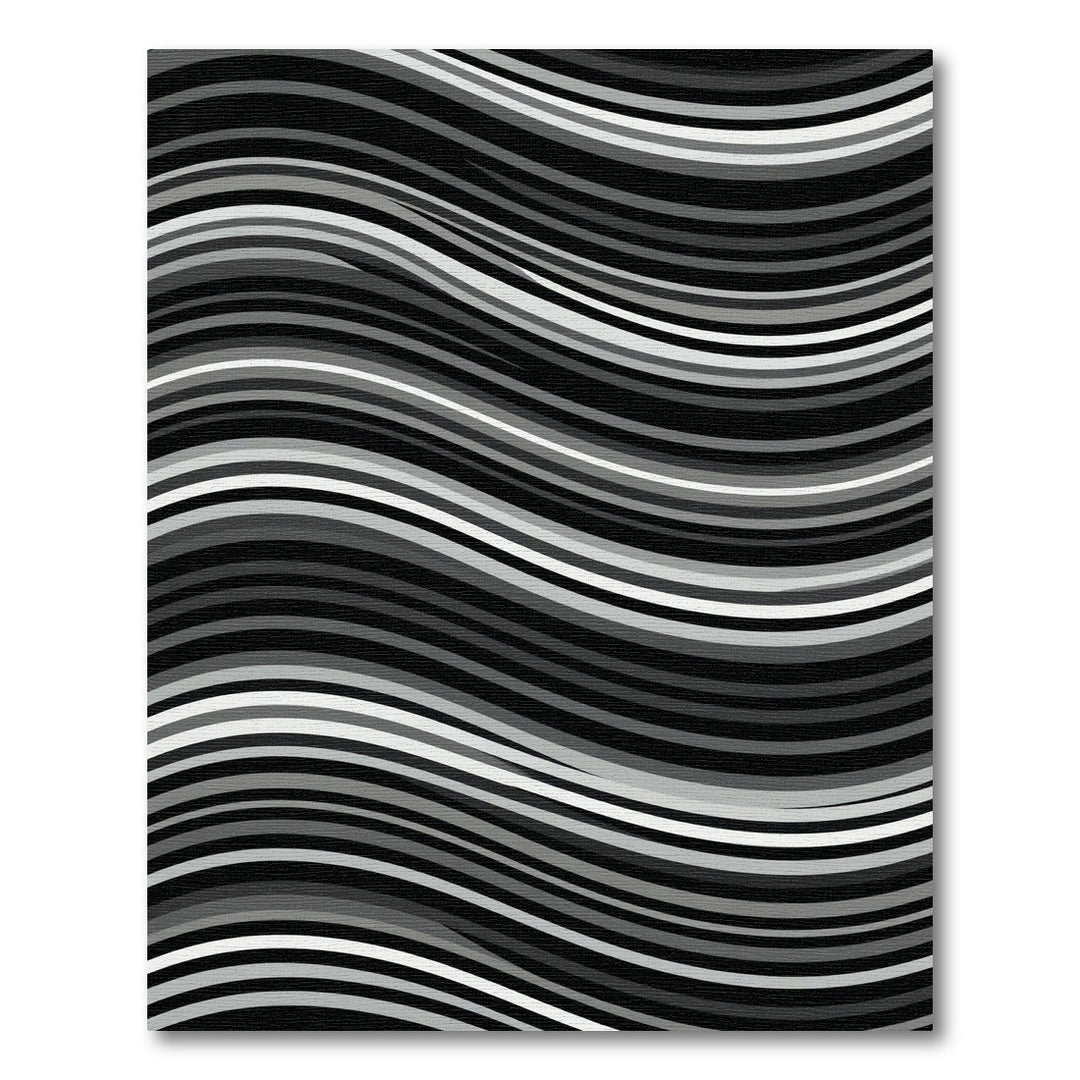 Modern Gray And White Wavy Stripes Rug