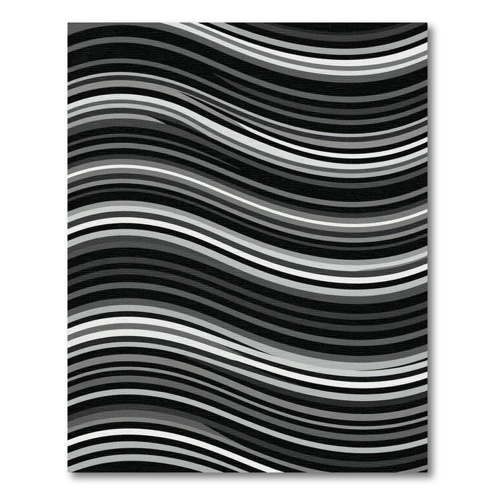 Modern Gray And White Wavy Stripes Rug