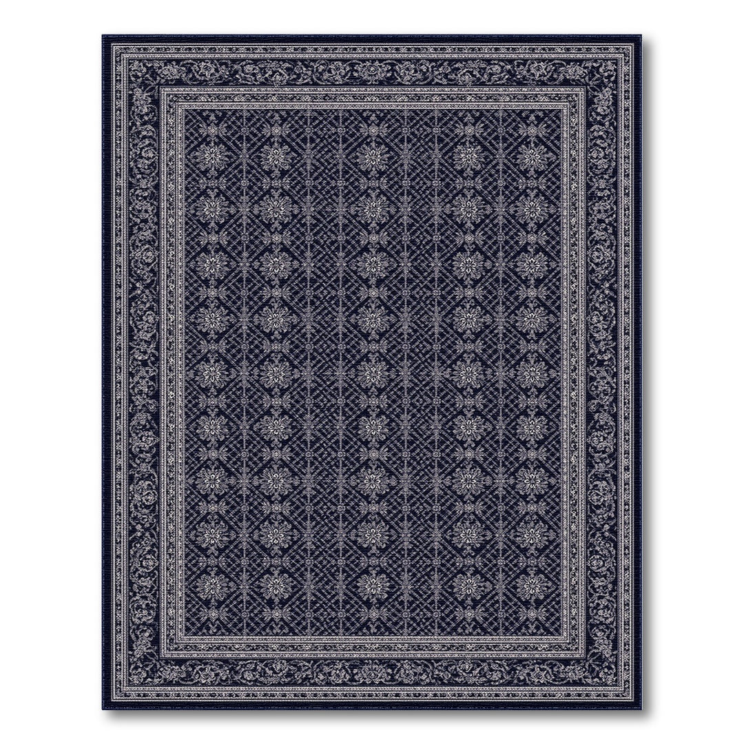 Navy Blue Persian Medallion Area Rug