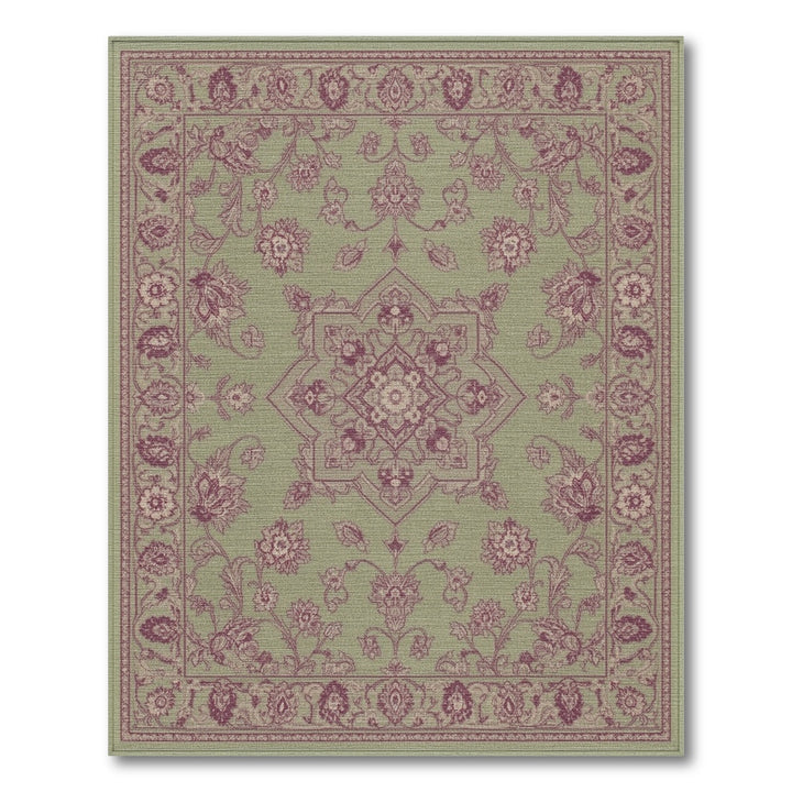 Sage Green Floral Vintage Area Rug