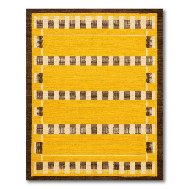 Yellow Geometric Checkered Area Rug