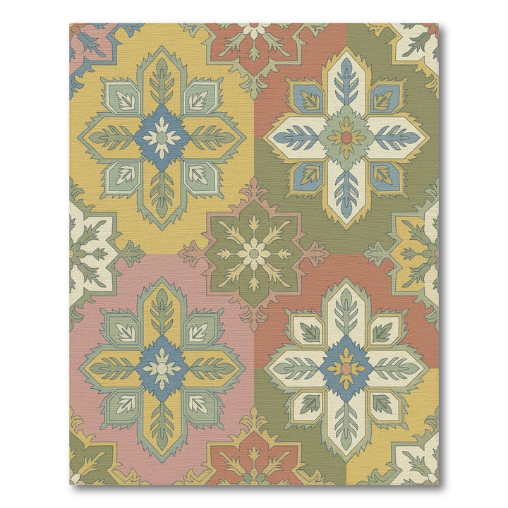 Vintage Geometric Floral Tile Rug