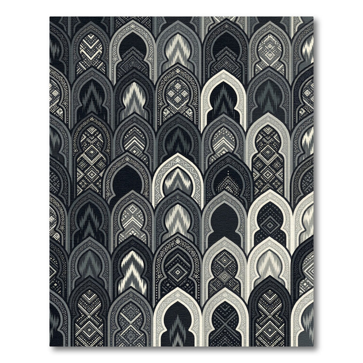Monochrome Islamic Arch Window Rug