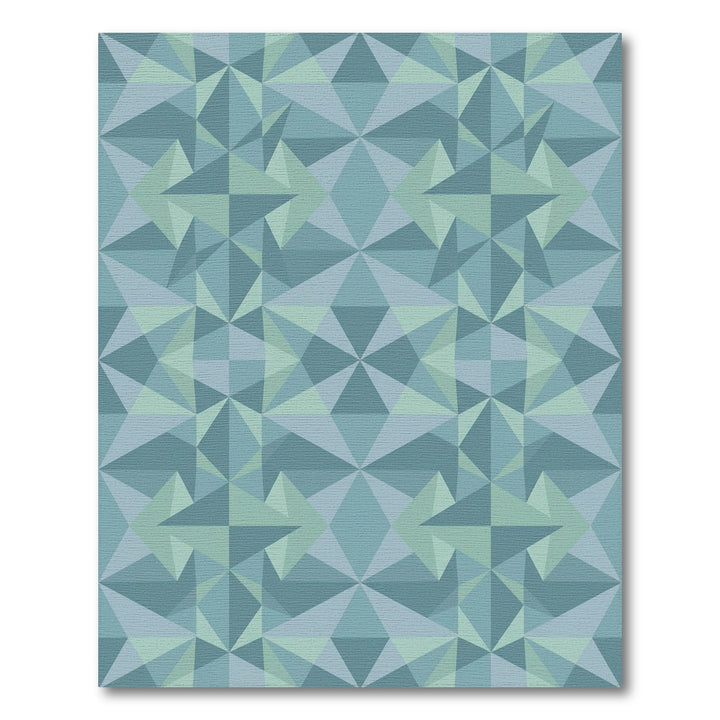 Teal Geometric Faceted Star Rug