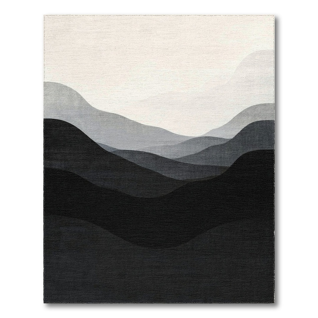 Grey Layered Hills Abstract Area Rug