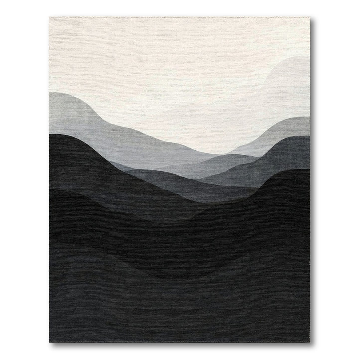 Grey Layered Hills Abstract Area Rug