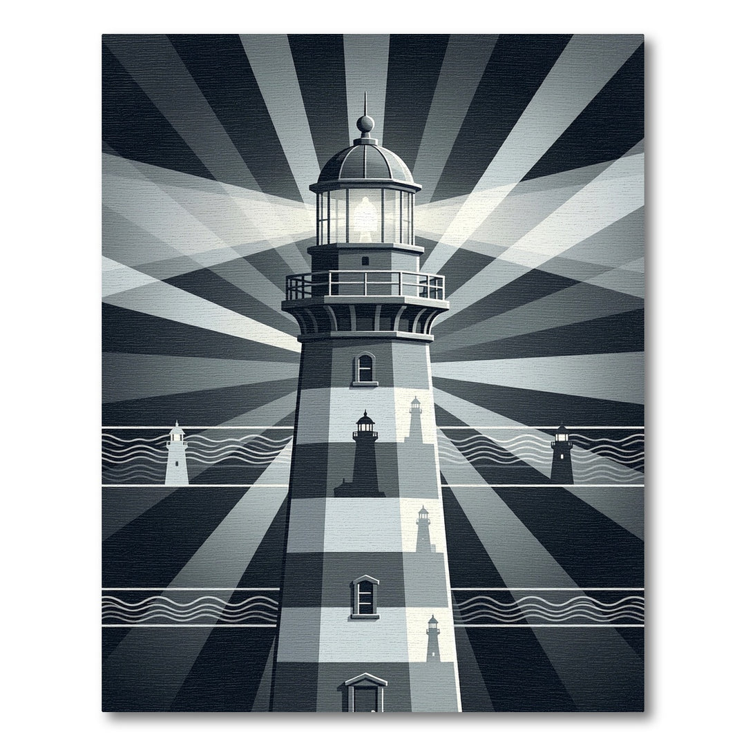 Monochromatic Lighthouse Coastal Beacon Rug