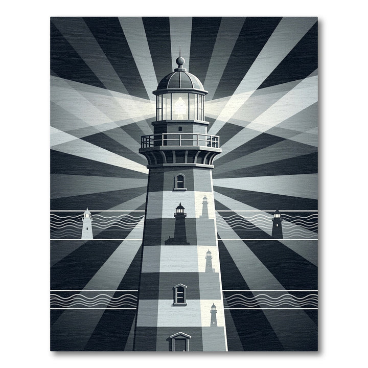Monochromatic Lighthouse Coastal Beacon Rug