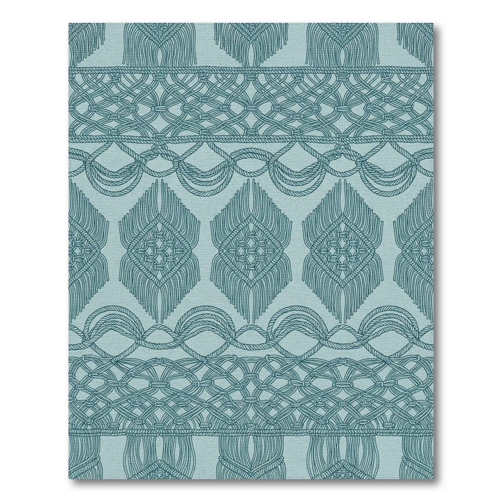 Teal Macrame Rope Scroll Rug