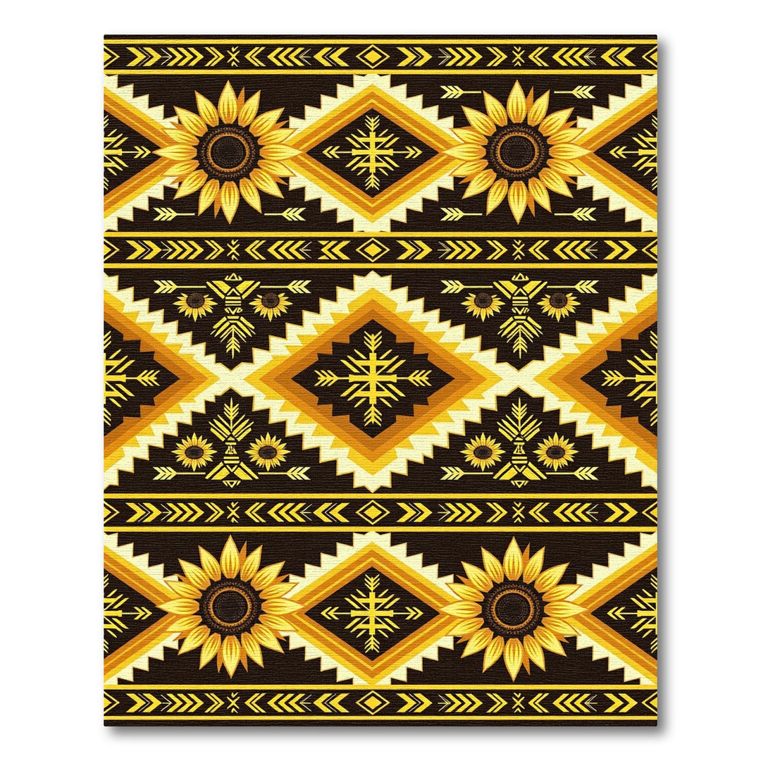 Sunny Sunflower Geometric Boho Rug