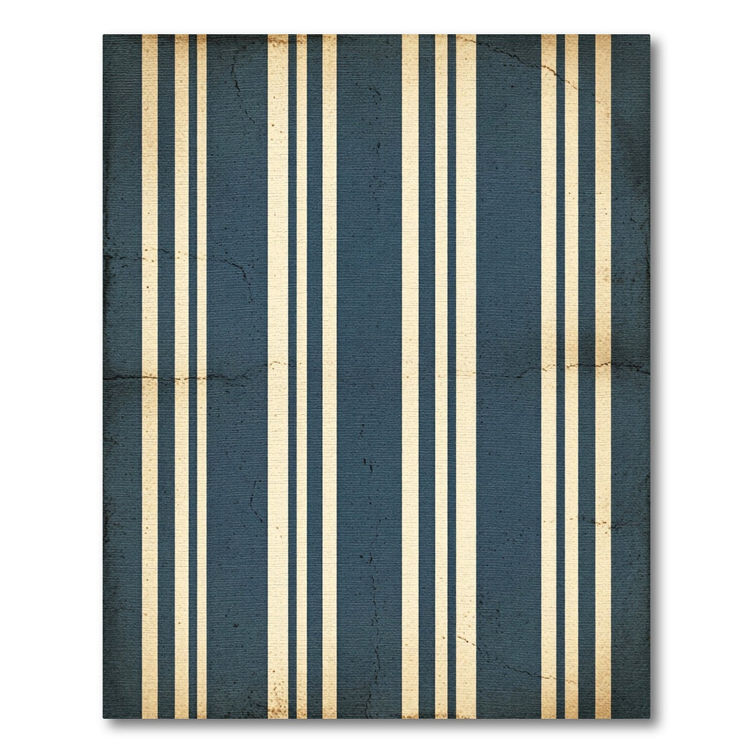 Vintage Blue Cream Vertical Stripe Rug