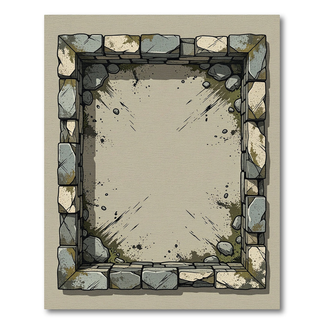 Ancient Stone Castle Border Rug
