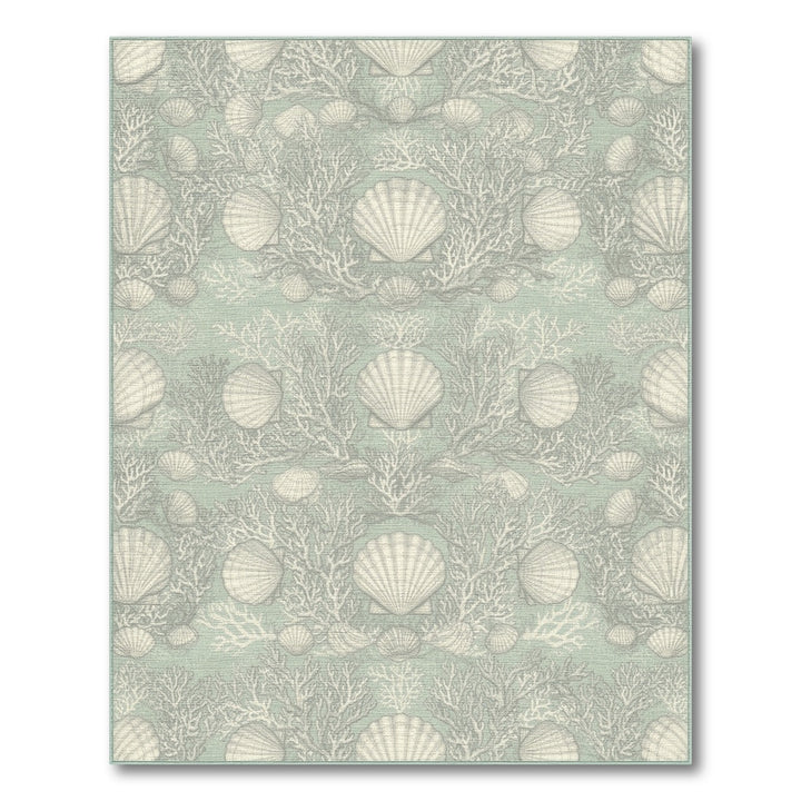 Coastal Seashell Teal Area Rug