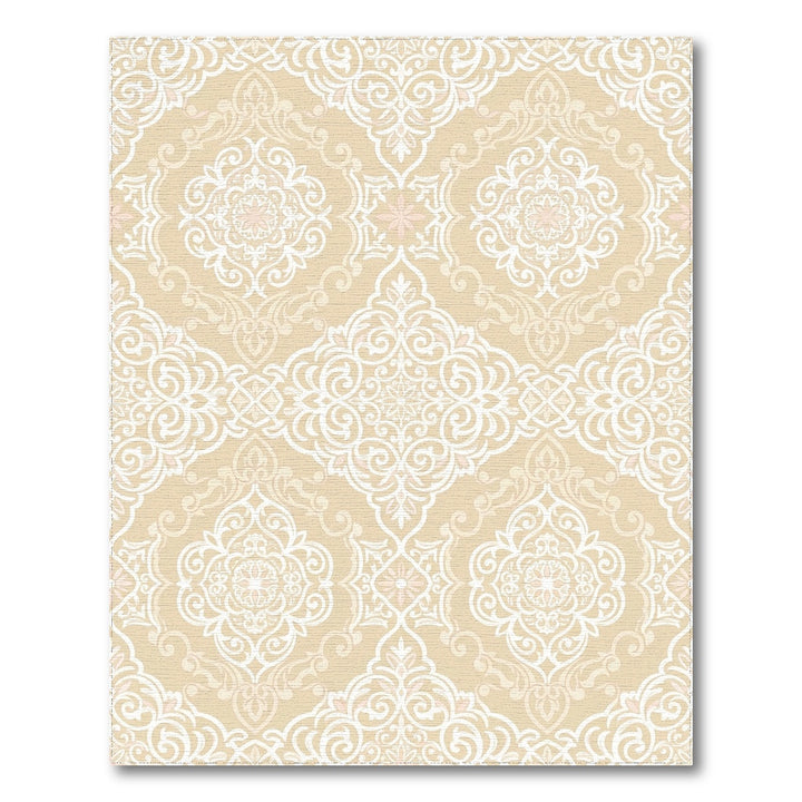 Cream White Filigree Floral Medallion Rug