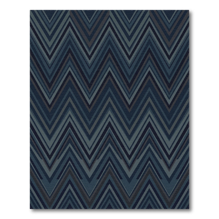 Dark Blue Chevron Stripes Rug