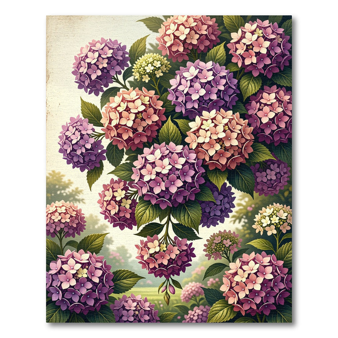 Vintage Hydrangea Floral Garden Rug